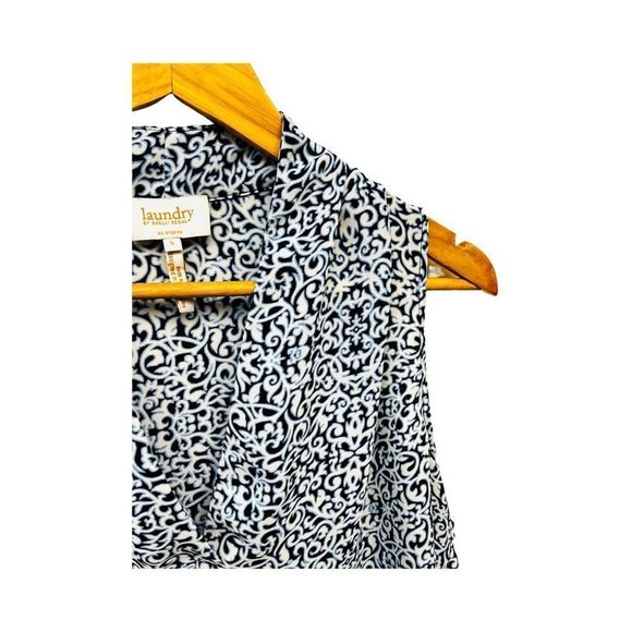 laundry by shelli segal Los Angeles Small tank top blue And White Pattern V Neck - Picture 2 of 6
